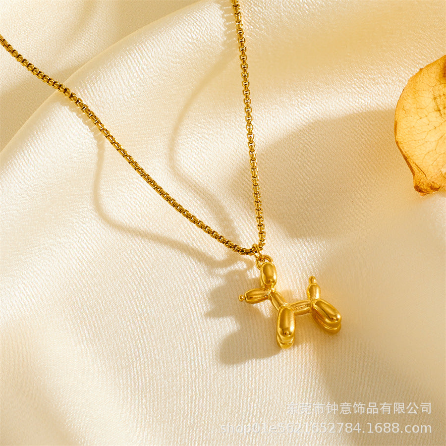 Wholesale Chinese Style Blessing Character To Attract Wealth and Fortune 18K Gold Plated Anti-allergic Titanium Steel Non-fading Necklaces